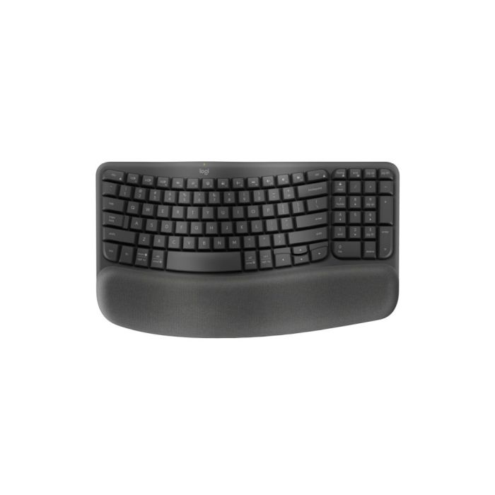 Logitech Wave Keys For Business, Wireless Ergonoic Keyboard With Cushioned Pal Rest, Secure...