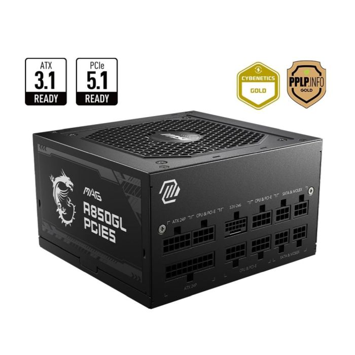 MSI 850W MAG A850GL PCIE5 80+ GOLD FULL MODULAR POWER SUPPLY