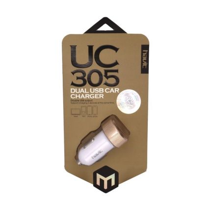 HAVIT UC305 DUAL USB PORT CAR CHARGER 2.4 - WHITE + GOLDEN