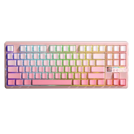 AULA F87 PRO V2 SIDE ENGRAVED KEYBOARD (STRAWBERRY MINT SWITCH) - GRADIENT PINK(AULA-11) 