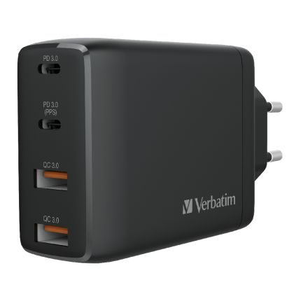 VERBATIM 4-PORT 100W WITH TYPE-C PD + QC 3.0 USB CHARGER -BLACK #66545