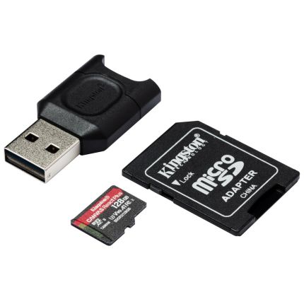 KINGSTON 128GB MICRO SD CARD REACT PLUS W/ADAPTER+READER (MLPMR2/128GB)