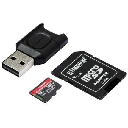 KINGSTON 256GB MICRO SD CARD REACT PLUS W/ADAPTER+READER (MLPMR2/256GB)
