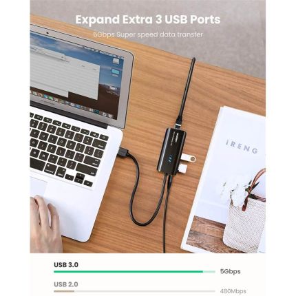 UGREEN USB 3.0 HUB WITH GIGABIT ETHERNET ADAPTER #20265