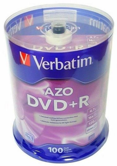 VERBATIM 16X DVD+R 4.7GB (100PCS/SPINDLE) #95098