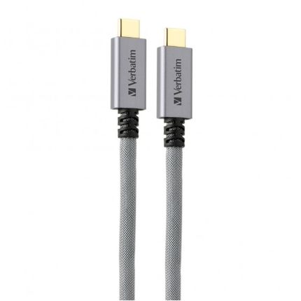 VERBATIM 100CM TYPE-C TO USB 3.2 E-MARKER CABLE PD 100W  20GB/s DATA TRANSFER (CHARGE&SYNC)-GREY #65684 - CAN CHARGE LAPTOP