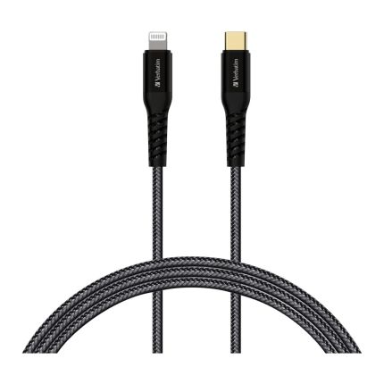 VERBATIM 30CM TYPE-C TO LIGHTNING CABLE TOUGH MAX MFI KEVLAR-BLACK #66046