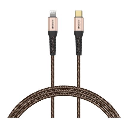 VERBATIM 120CM TYPE-C TO LIGHTNING CABLE TOUGH MAX MFI KEVLAR-GOLD #66049