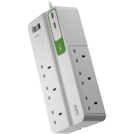 APC 6 OUTLET 2.4A 2-PORT USB  SURGE PROTECTOR PM6U-UK