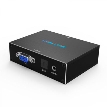 VENTION HDMI TO VGA CONVERTER WITH AUDIO VIDEO - BLACK (METAL TYPE) ( #ACLB0 )