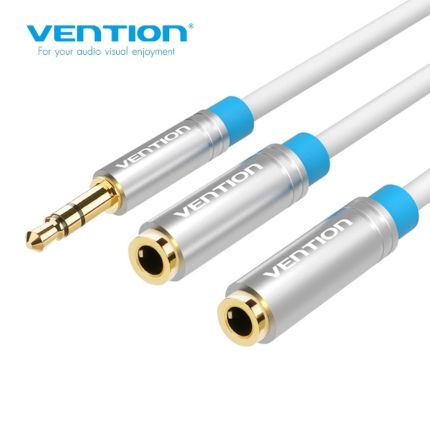VENTION 0.3M 3.5MM MALE TO 2*3.5MM FEMALE STEREO SPLITTER CABLE - WHT METAL ( #BBBWY )