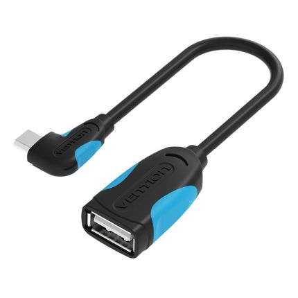VENTION 0.25M USB 2.0 A FEMALE TO 90 DEGREE MINI 5 PIN MALE OTG CABLE - BLK ( #VAS-A19-B025-T )