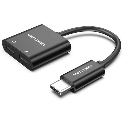 VENTION 0.1M USB-C TO DUAL USB-C AUDIO ADAPTER W/POWER SUPPLY ( #CFMBA )