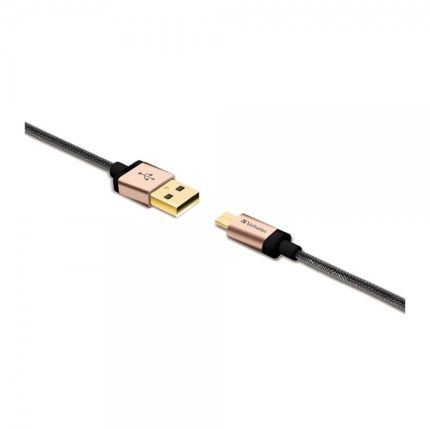 VERBATIM 30CM METALLIC MICROUSB TO USB CABLE (CHARGE &amp; SYNC) - GOLD #65200