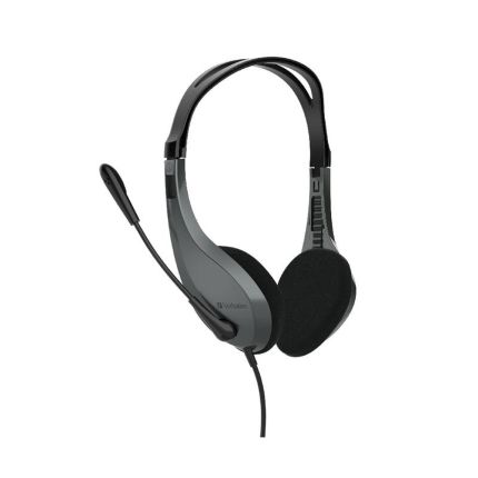 VERBATIM MULTIMEDIA HEADSET WITH BOOM MIC &amp; VOLUME CONTROL (USB) â€“ GREY #66556