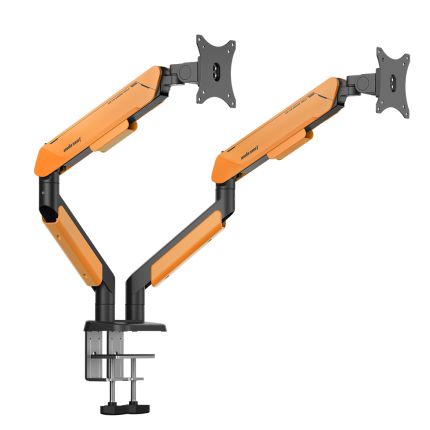 ANDASEAT STEALTH II DUO MONITOR ARM - BLACK + ORANGE (AD-W-A6D-2S-BO)