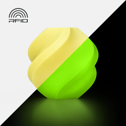 BAMBU PLA GLOW FILAMENT 1KG WITH REUSABLE SPOOL - GLOW YELLOW (BAM-A12-Y0-1.75-1000-SPL)