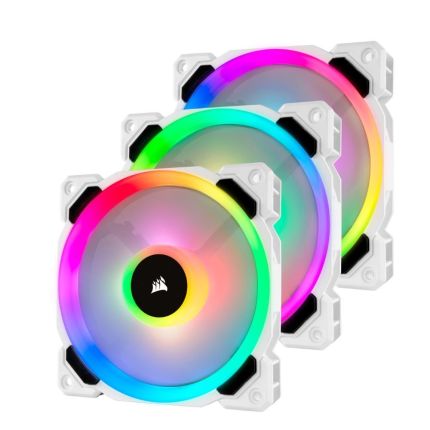 CORSAIR 120MM LL SERIES DUAL LIGHT LOOP RGB LED PWM FAN, 3 FAN PACK WITH LIGHTING NODE PRO - WHITE (CO-9050092-WW)