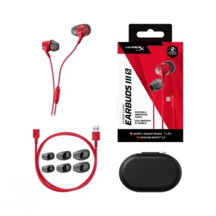 HYPERX CLOUDS USB-C EARBUDS III - RED (BN7S2AA)