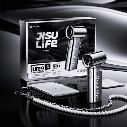 JISULIFE 5000mAh HANDHELD FAN LIFE9 - CHROME