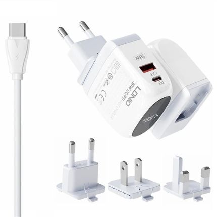 LDNIO (A2522C) 30W LED DISPLAY FAST CHARGER (TYPE-C TO TYPE-C)