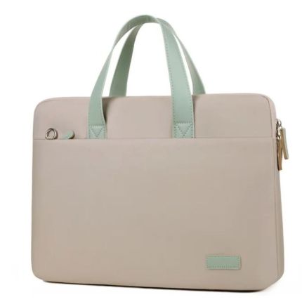 NEUTRAL 13.3&quot; - 14.1&quot; MTC602 BRIEFCASE - BEIGE GREEN HANDLE