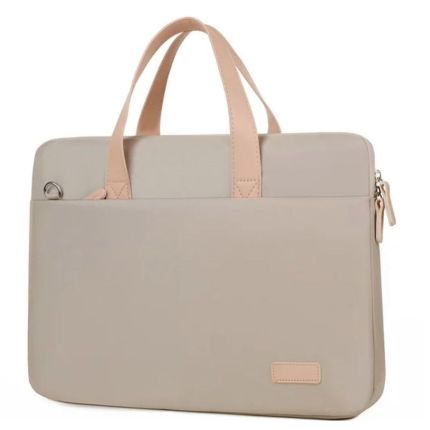 NEUTRAL 13.3&quot; - 14.1&quot; MTC602 BRIEFCASE - BEIGE PINK HANDLE