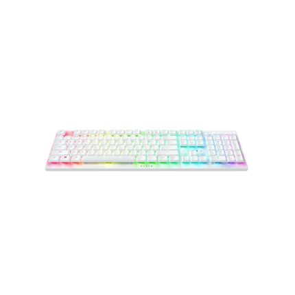 RAZER DEATHSTALKER V2 PRO - WIRELESS LOW PROFILE OPTICAL GAMING KEYBOARD (CLICKY PURPLE SWITCH) - WHITE EDITION - US LAYOUT - WORLD PACKAGING (RZ03-04363500-R3M1)