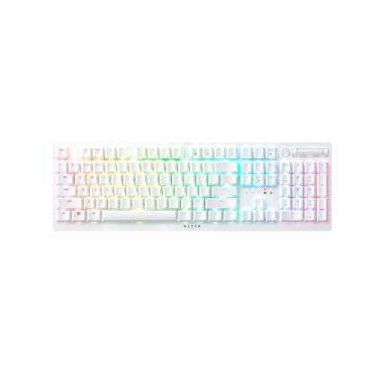 RAZER DEATHSTALKER V2 PRO - WIRELESS LOW PROFILE OPTICAL GAMING KEYBOARD (CLICKY PURPLE SWITCH) - WHITE EDITION - US LAYOUT - WORLD PACKAGING (RZ03-04363500-R3M1)