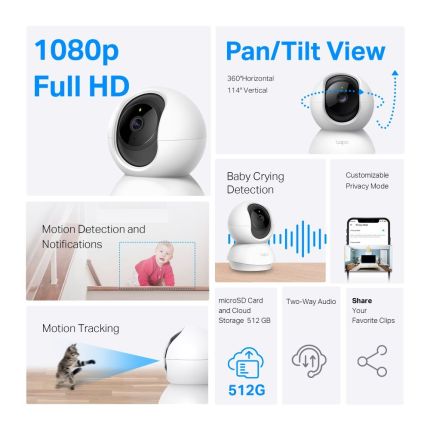 TPLINK TAPO C200C PAN/TILT HOME SECURITY CAMERA 1080P