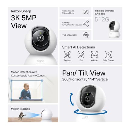 TP-LINK TAPO C230 PAN/TILT AL HOME SECURITY WIFI CAMERA 5MP