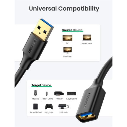 UGREEN 2M USB-A MALE TO USB-A FEMALE 3.0 EXTENSION CABLE #10373