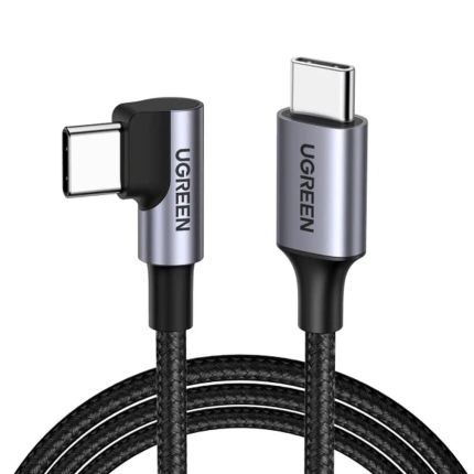 UGREEN 1M 60W USB-C TO USB-C FAST CHARGING 90 DEGREE BRAIDED CABLE - GRAY #50123