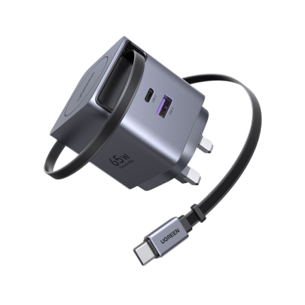 UGREEN NEXODE PRO 65W 2C1A GAN FAST CHARGER WITH RETRACTABLE CABLE #65826