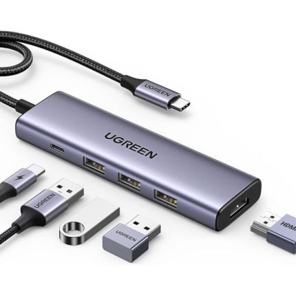 UGREEN 5-IN-1 USB-C HUB TO 2*USB3.0/HDMI(4K@60HZ)/RJ45/PD #10919