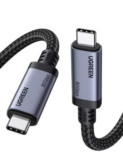 UGREEN 1M 240W 80GBPS GEN4 USB-C BRAIDED CABLE - GRAY #65383