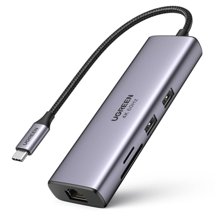 UGREEN 7-IN-1 USB-C TO HDMI (4K@60HZ)/DP/2*USB-C3.2/ 2*USB-A3.2/PD100W #75902