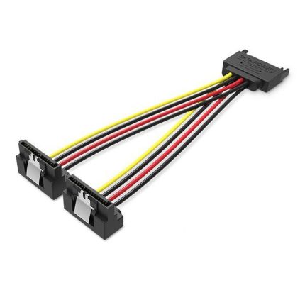 VENTION 0.15M SATA 15P MALE to 90 DEGREE 2*15P FEMALE POWER SPLITTER CABLE - BLACK ( #KDBBB )