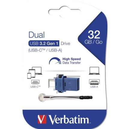 VERBATIM 32GB TYPE-C OTG USB 3.2 GEN 1 DRIVE (BLUE/BLACK) #49966