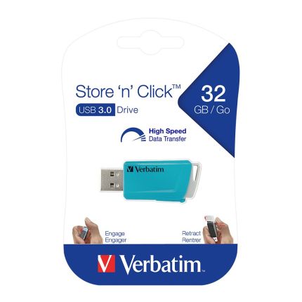 VERBATIM 32GB CLICK USB 3.0 DRIVE (BLUE) #66337