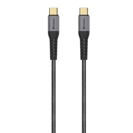 VERBATIM 200CM TYPE-C TO TYPE-C CABLE TOUGH MAX E-MARKER KEVLAR PD100W 480MB/s DATA TRANSFER -GREY #66066