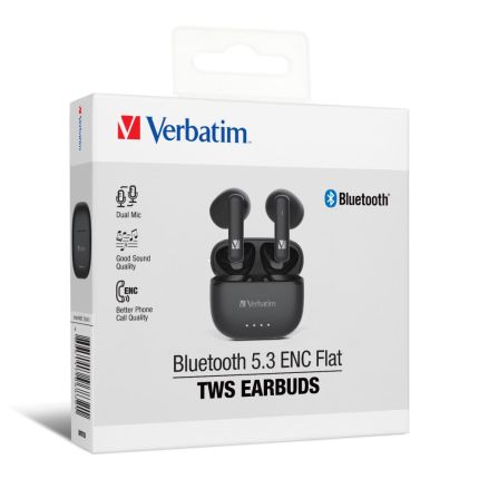 VERBATIM 66832 BLUETOOTH 5.3 ENC FLAT TWS EARRBUDS-(BLACK)