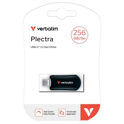 VERBATIM 256GB PLECTRA USB-C FLASH DRIVE - BLACK #30226